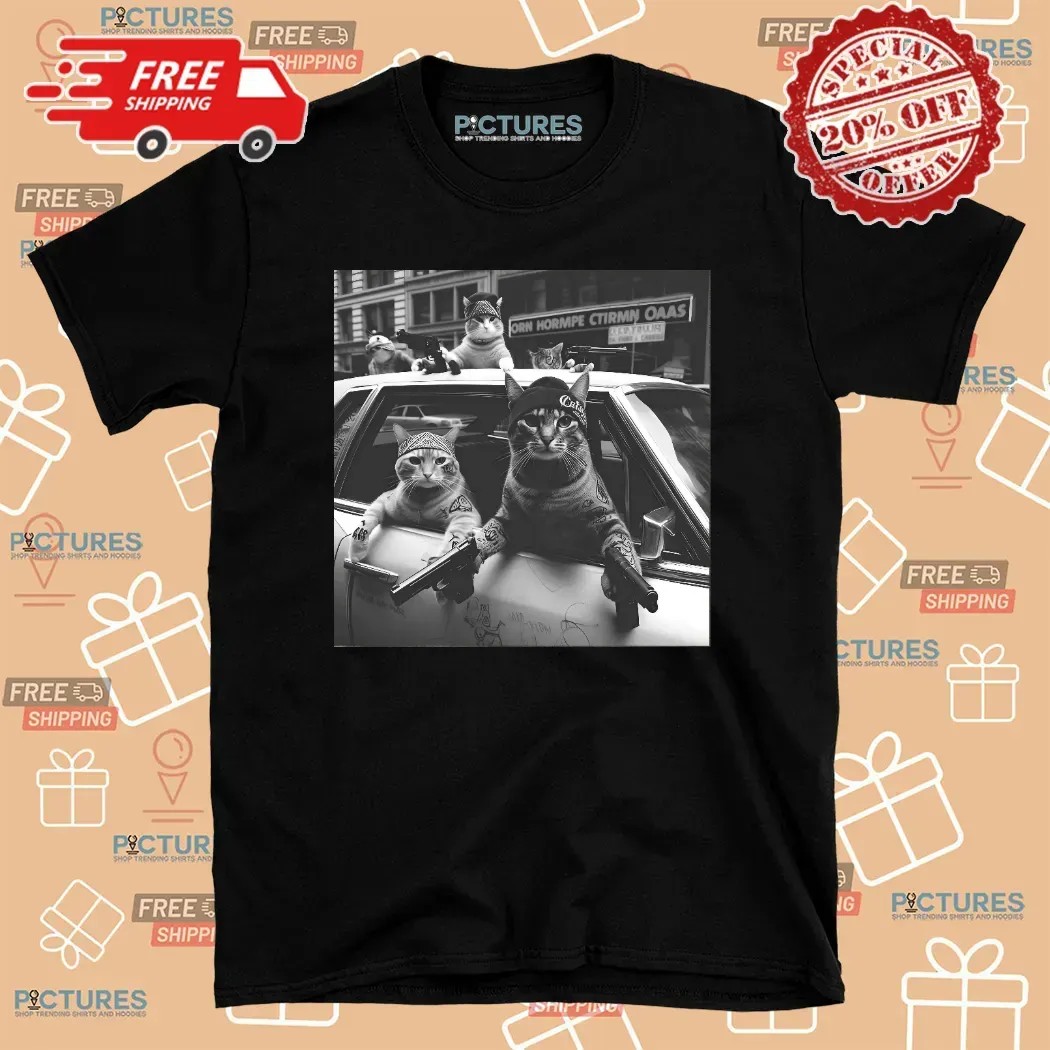 Cat Gang On Car Funny Vintage Shirt