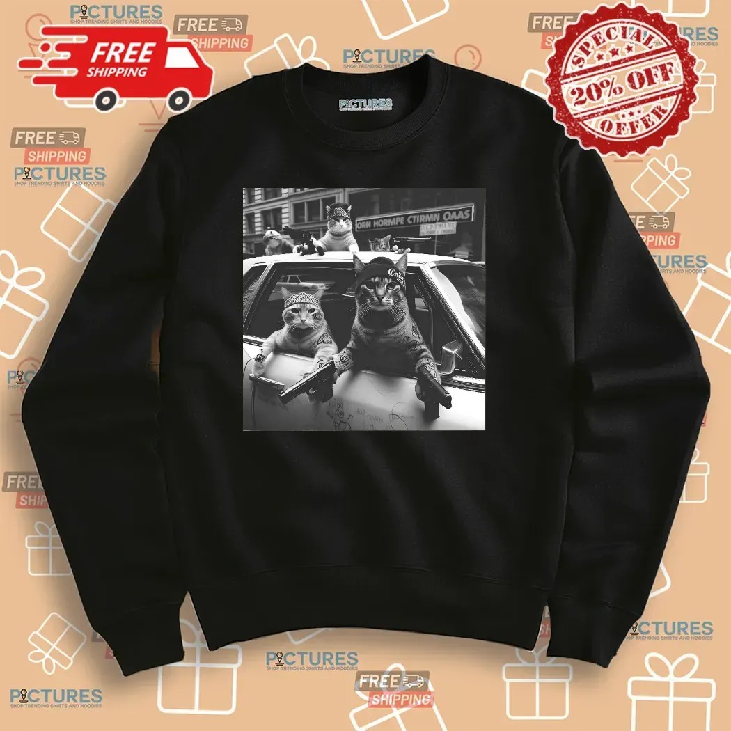Cat Gang On Car Funny Vintage Shirt