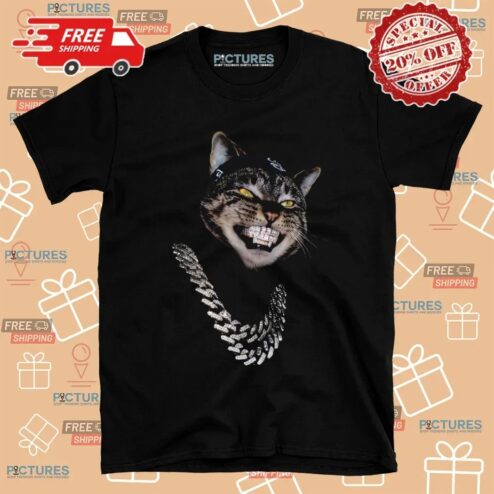 Cat Iced Out Teeth Chain Meme T Shirt