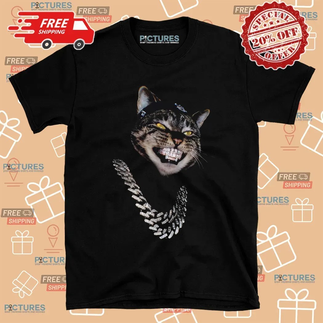 Cat Iced Out Teeth Chain Meme T Shirt