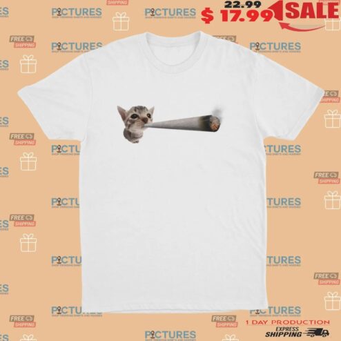 Cat Smoking Joint Meme T Shirt