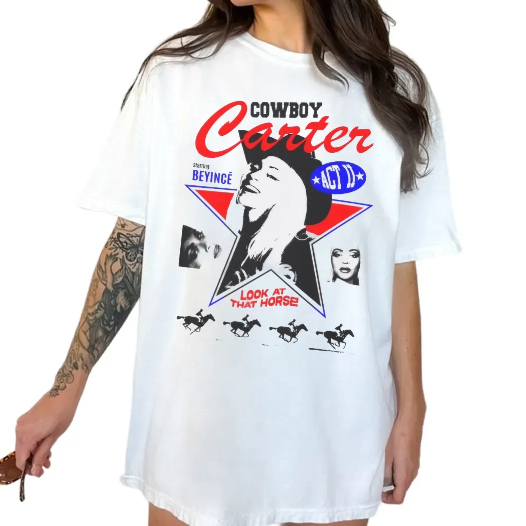 Cowboy Carter Starring At Beyince Look At That Horse T Shirt