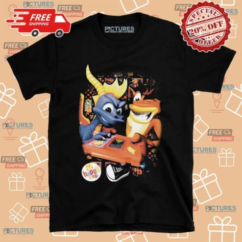 Crash Bandicoot Purple And Spyro Orange Mcdonald's Happy Meal T Shirt