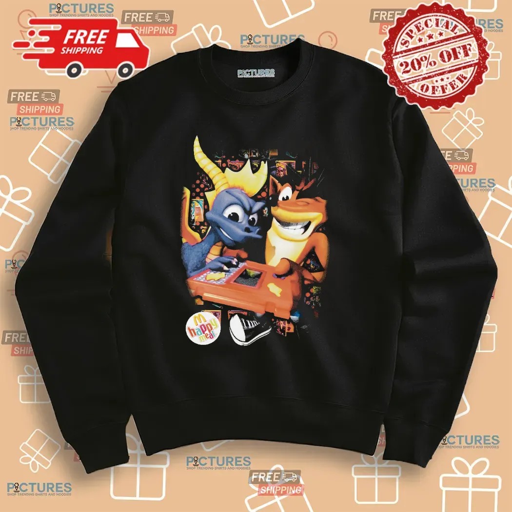 Crash Bandicoot Purple And Spyro Orange Mcdonald's Happy Meal T Shirt