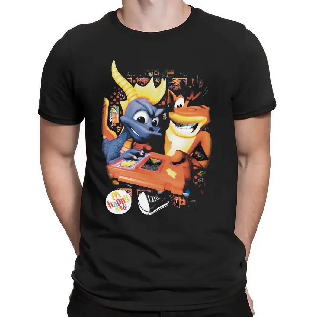 Crash Bandicoot Purple And Spyro Orange Mcdonald's Happy Meal T Shirt