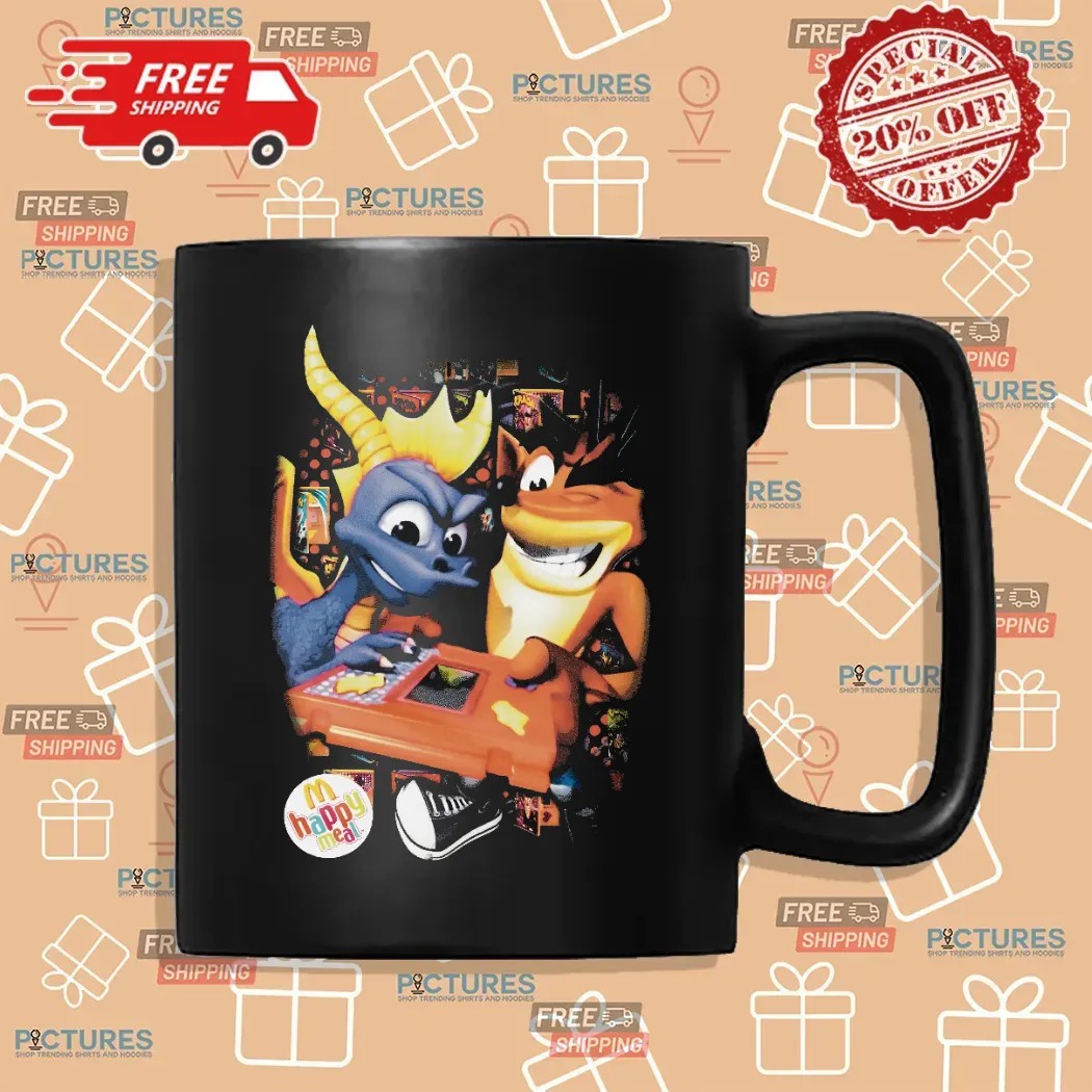 Crash Bandicoot Purple And Spyro Orange Mcdonald's Happy Meal T Shirt