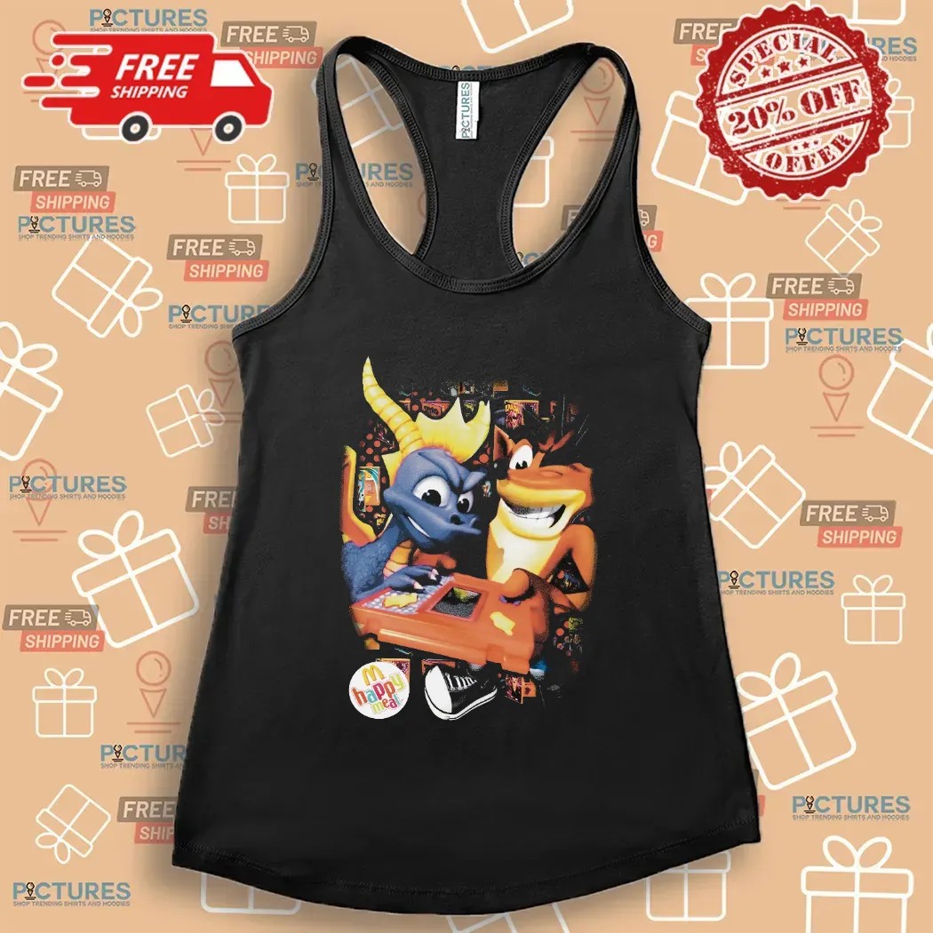 Crash Bandicoot Purple And Spyro Orange Mcdonald's Happy Meal T Shirt
