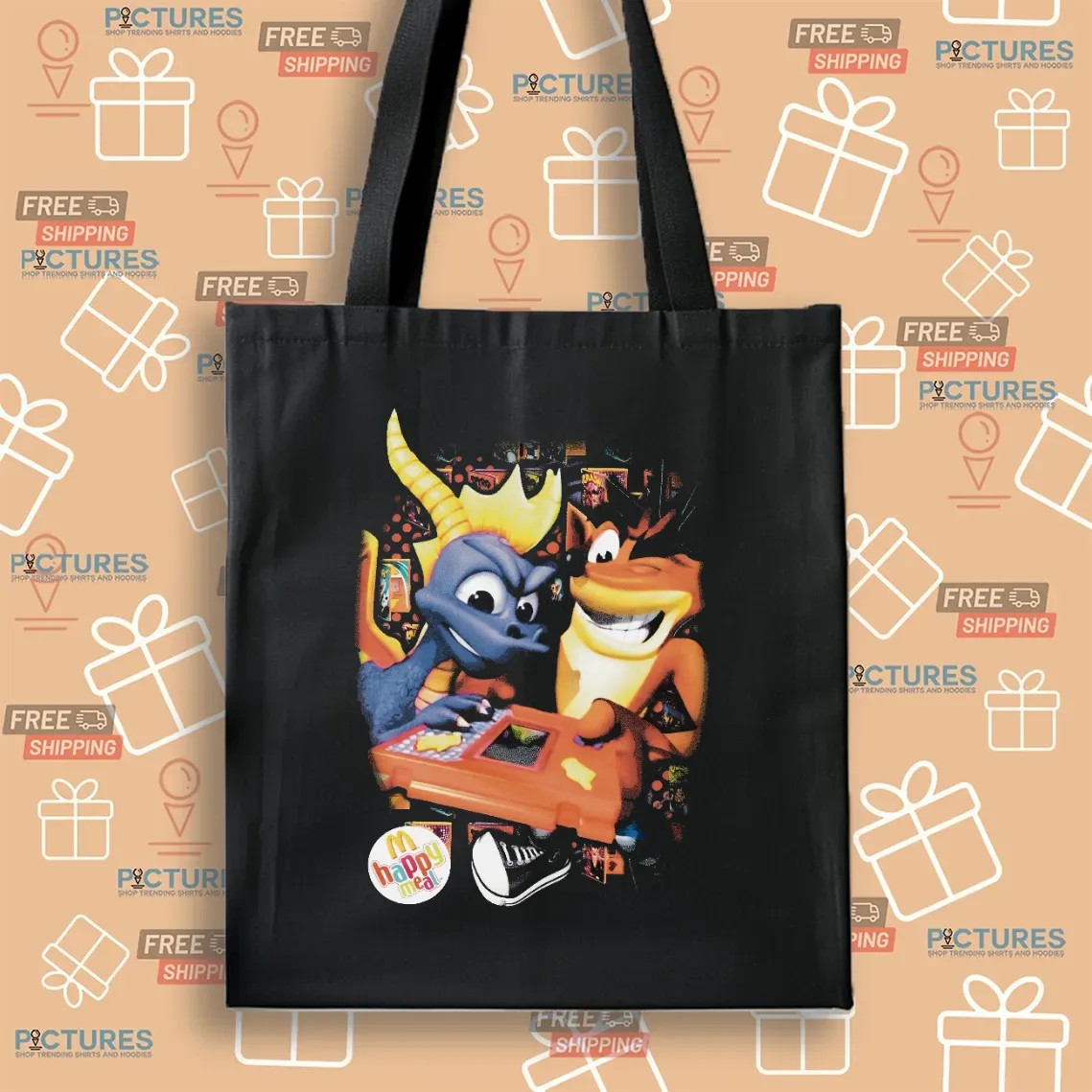 Crash Bandicoot Purple And Spyro Orange Mcdonald's Happy Meal T Shirt