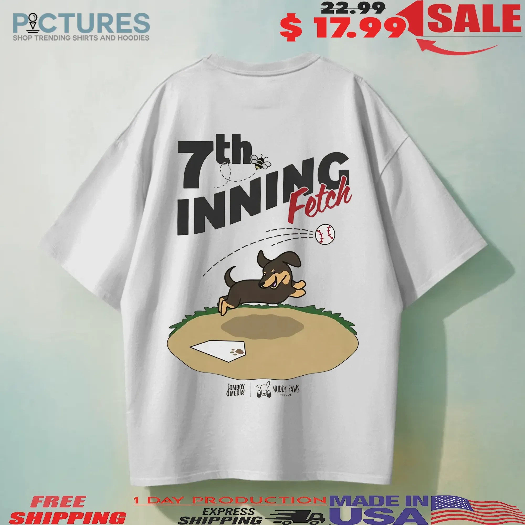 Dachshund Dog 7th Inning Fetch Baseball Cartoons T Shirt