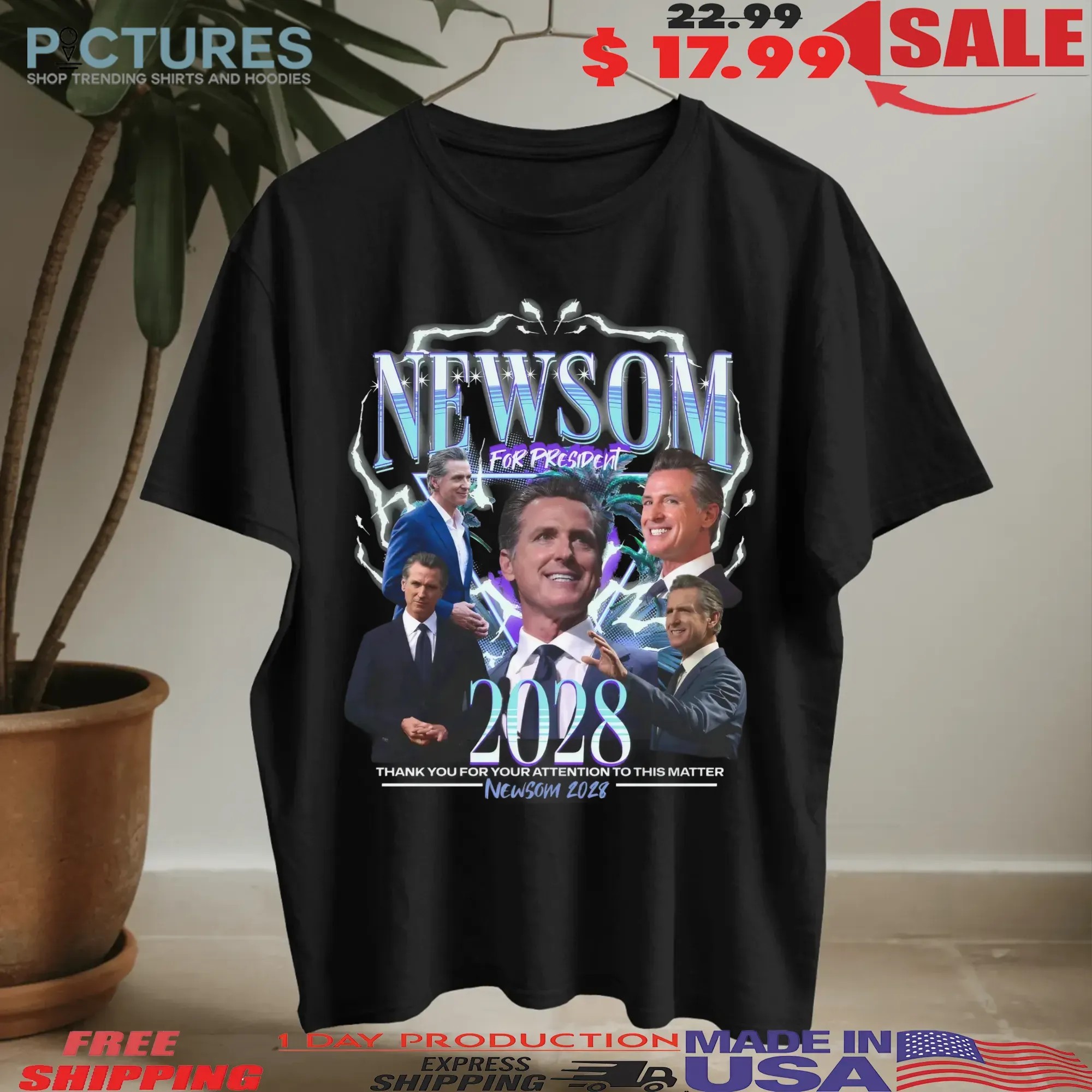 Daddy Newsom For President 2028 Thank You For Attention To This Matter Retro Bootleg Rap T Shirt