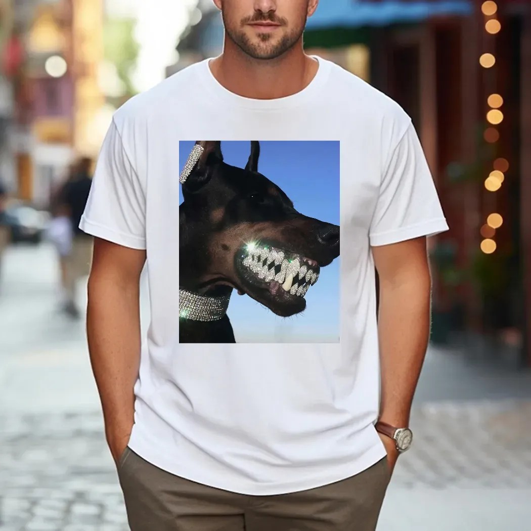 Doberman Iced Out Bling Dog Teeth Meme T Shirt Doberman Iced Out Bling Dog Teeth Meme T Shirt