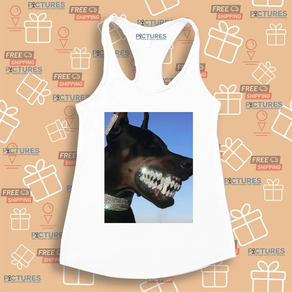 Doberman Iced Out Bling Dog Teeth Meme T Shirt Doberman Iced Out Bling Dog Teeth Meme T Shirt