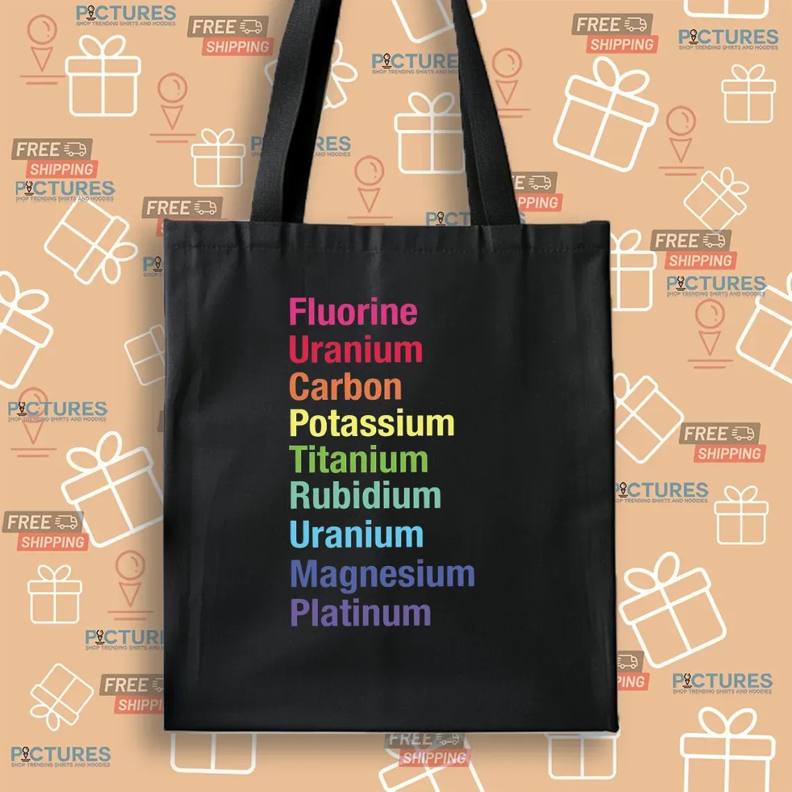 Fluorine Uranium Carbon Potassium Titanium Rubidium Uranium Magnesium Platinum T Shirt
