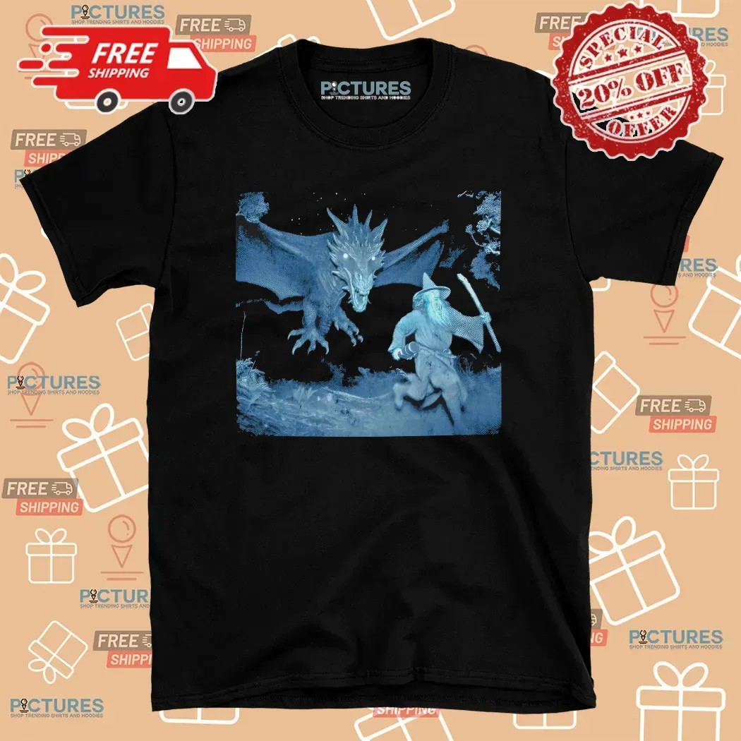 Gandalf Going Wild Dragon Chase Fantasy T Shirt