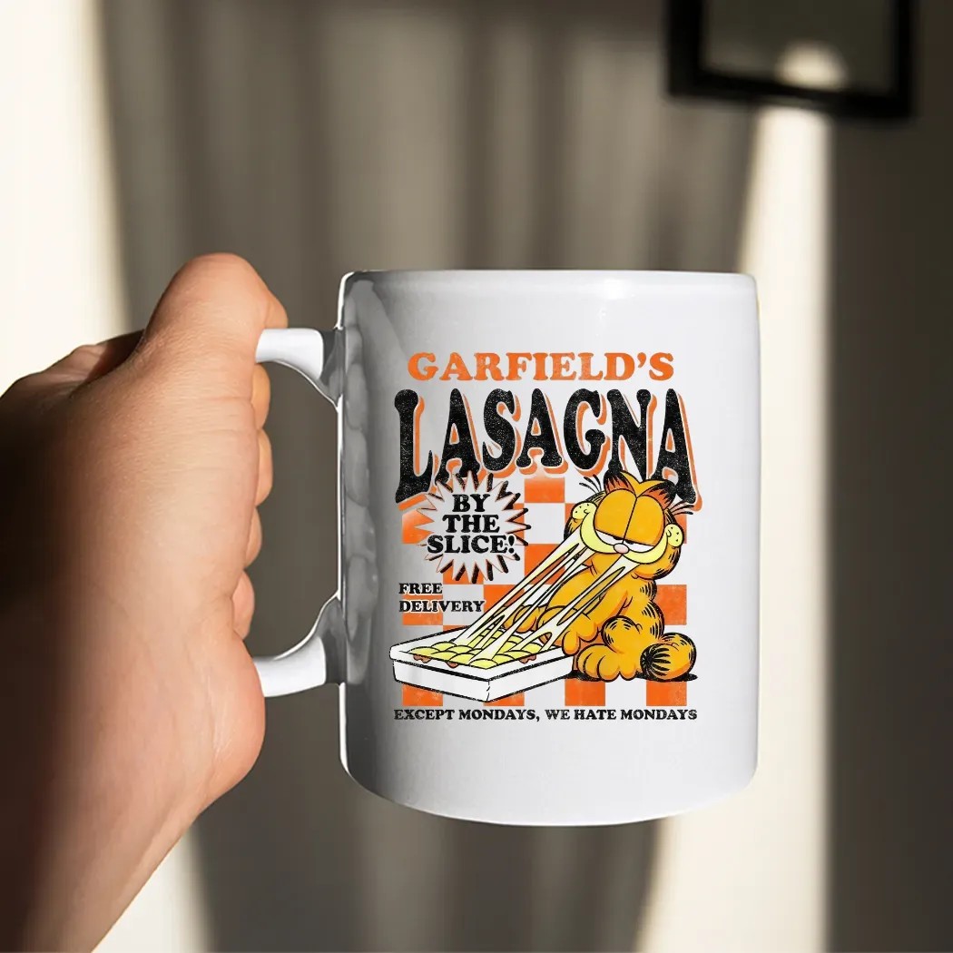 Garfield's Lasagna By The Slice Free Delivery Except Mondays We Hate Mondays T Shirt
