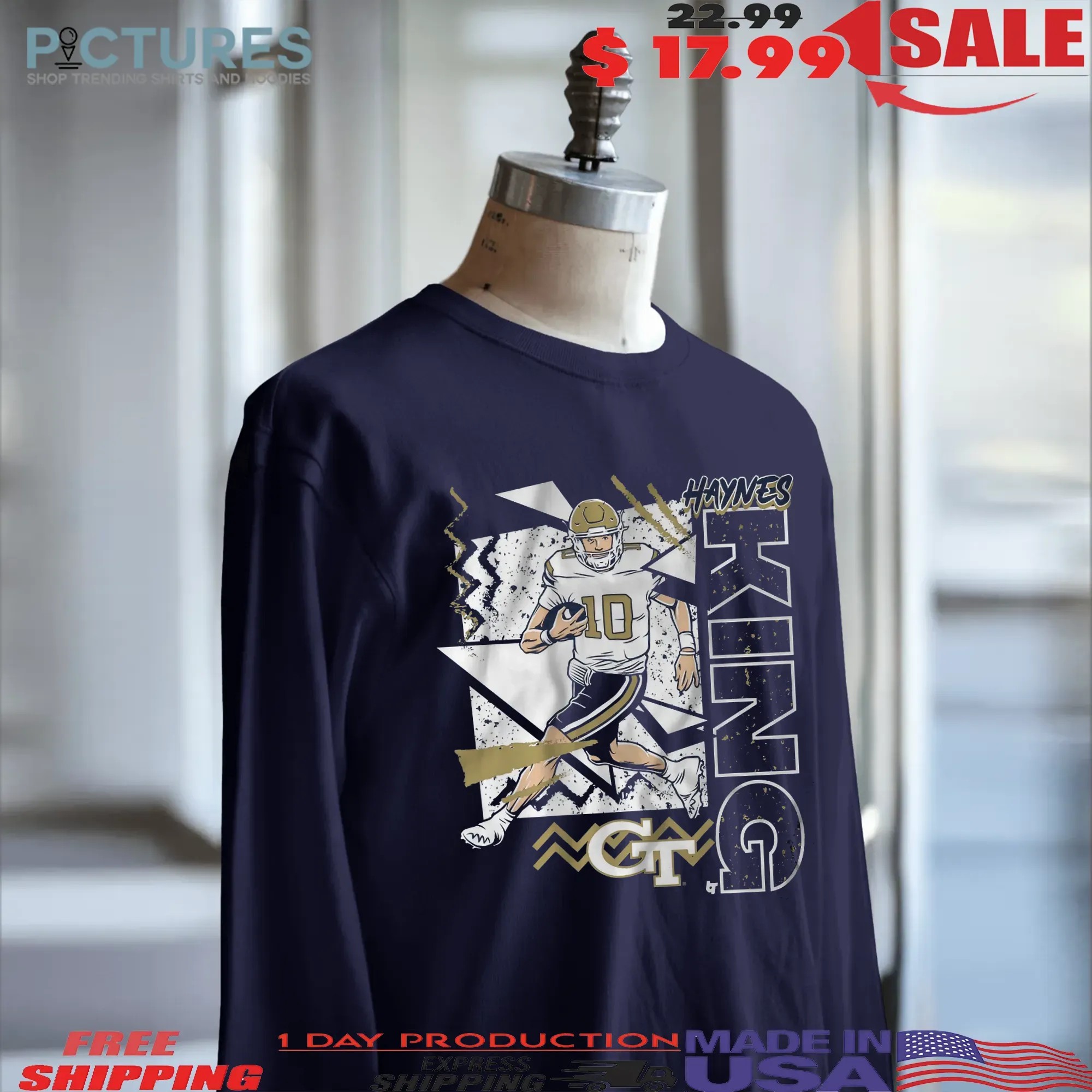 Georgia Tech Football Haynes King 90s style Graphic T Shirt