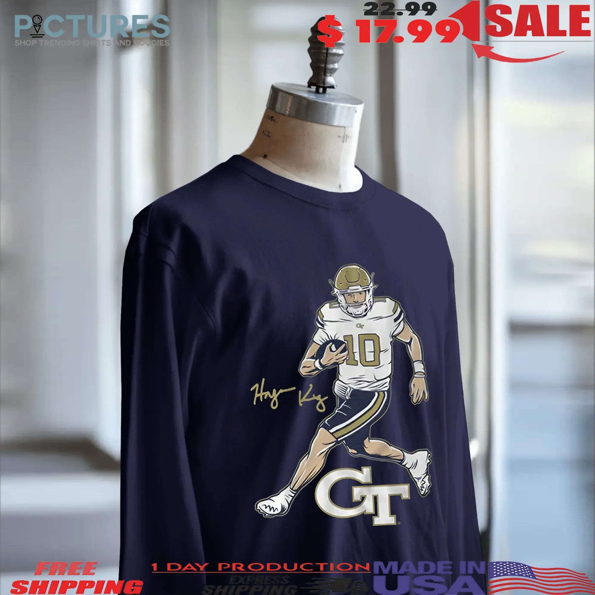 Georgia Tech Football Haynes King Superstar Pose T Shirt