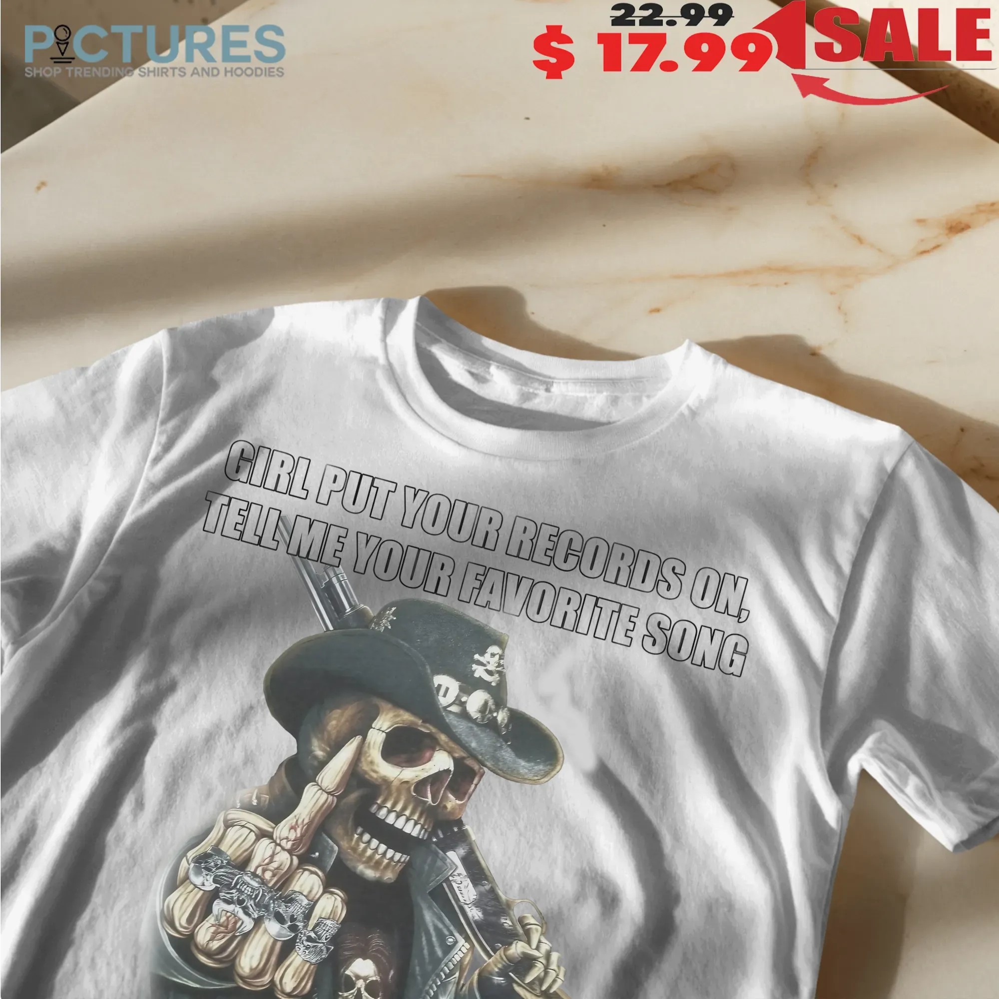 Girl Put Your Records On You Go Ahead Let Your Hair Down Skeleton T Shirt