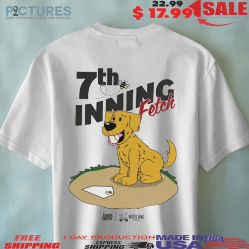 Golden Retriever Dog 7th Inning Fetch Baseball Cartoons T Shirt