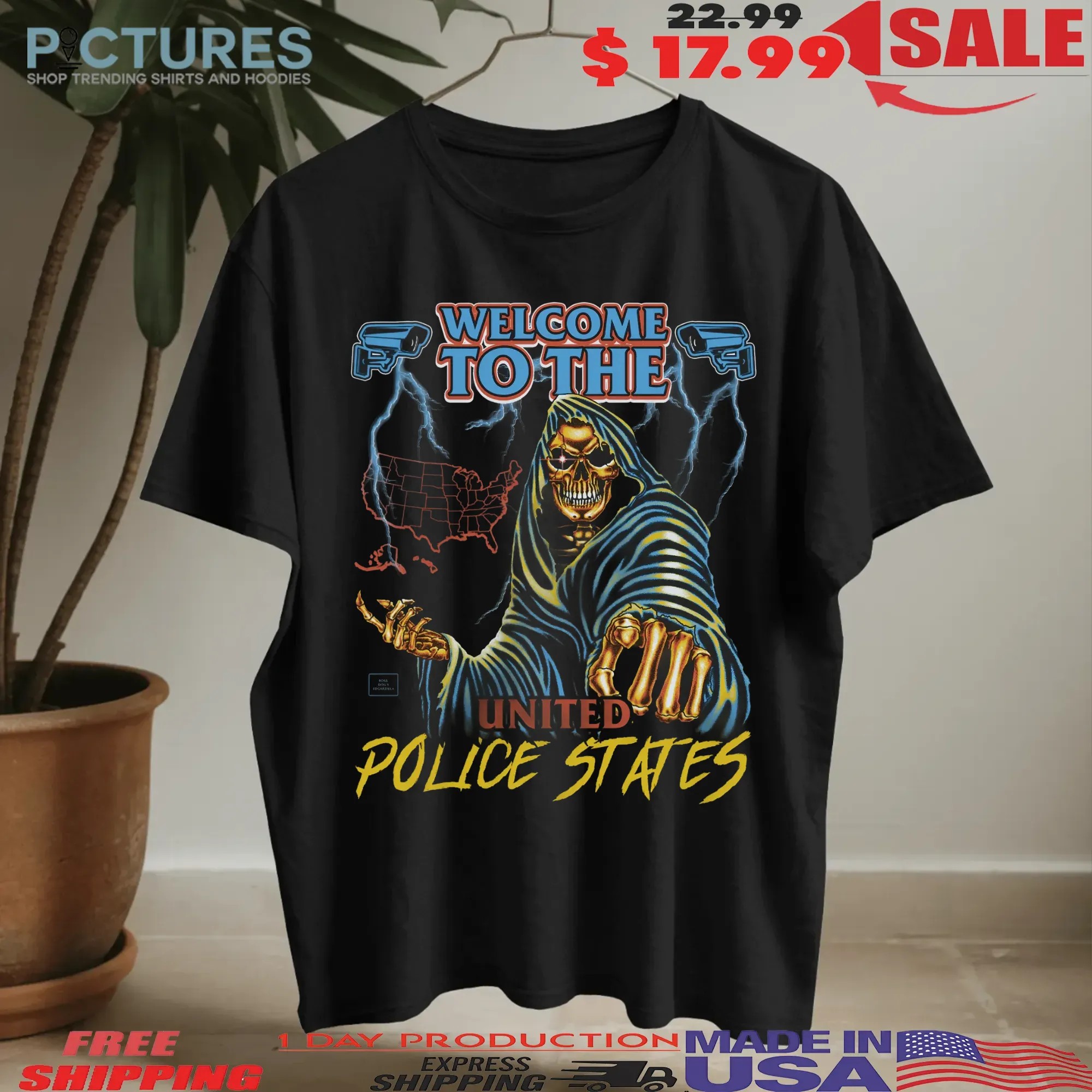 Grim Reaper Welcome To The United Police States Graphic T Shirt