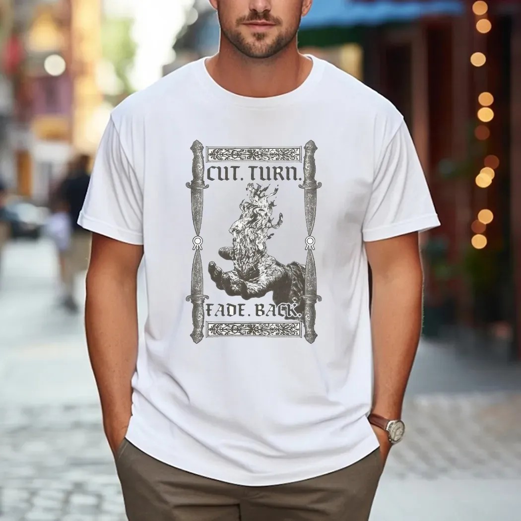 Hail The Sun Cut Turn Fade Back Knife Hand Fire T Shirt