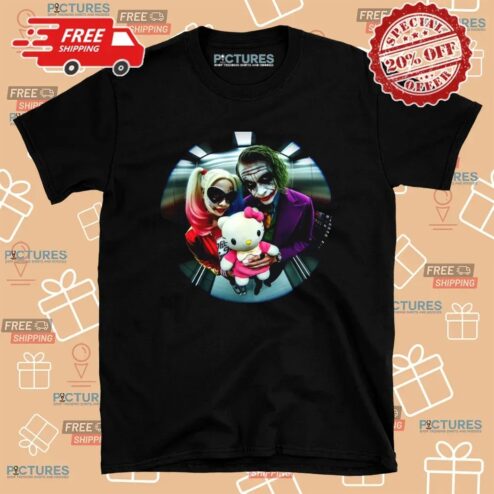 Harley Quinn X Joker X Hello Kitty Elevator Fisheye Lens T Shirt