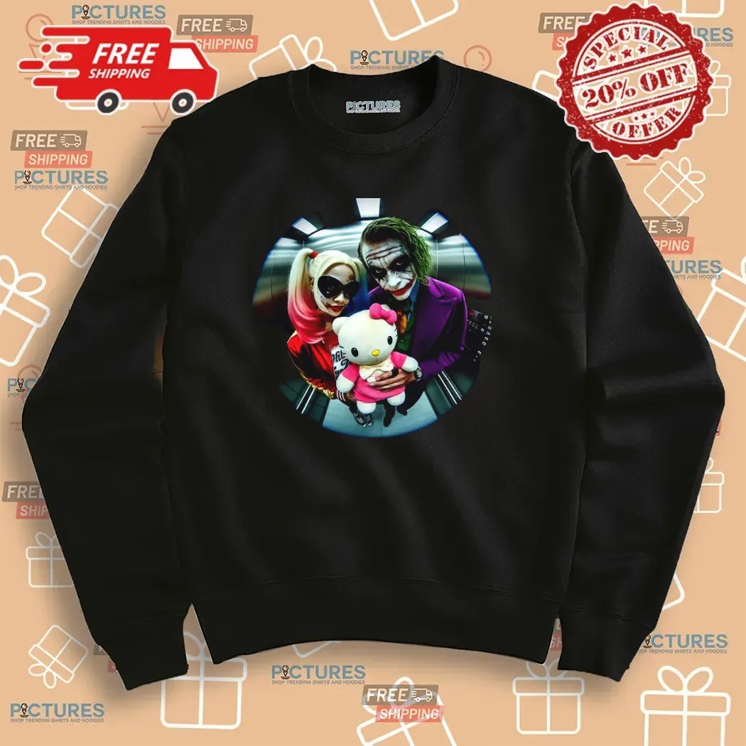 Harley Quinn X Joker X Hello Kitty Elevator Fisheye Lens T Shirt