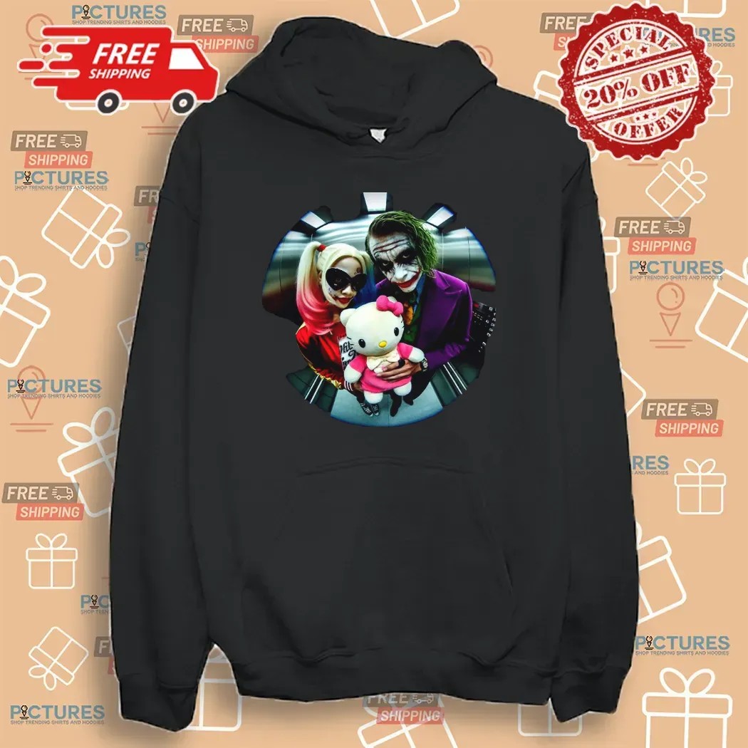Harley Quinn X Joker X Hello Kitty Elevator Fisheye Lens T Shirt