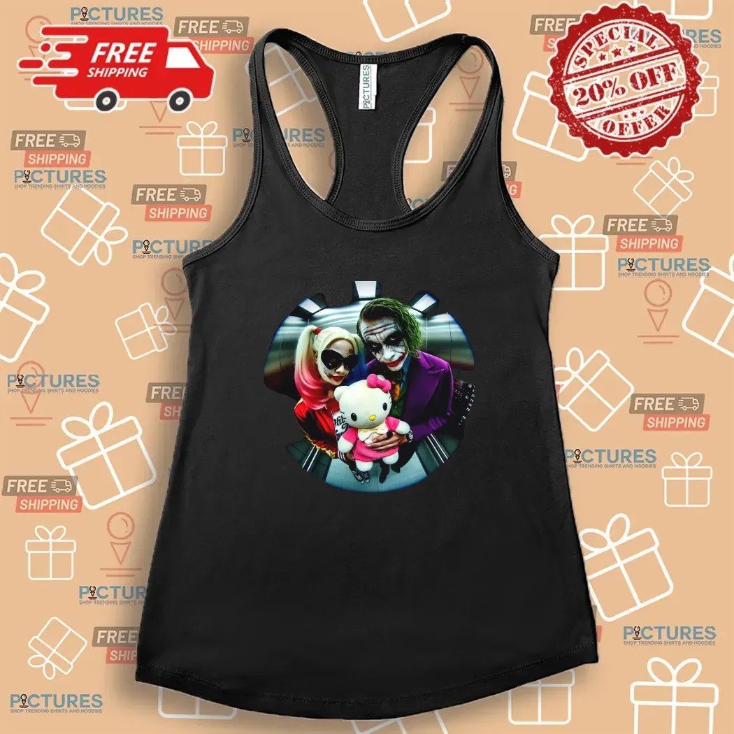 Harley Quinn X Joker X Hello Kitty Elevator Fisheye Lens T Shirt