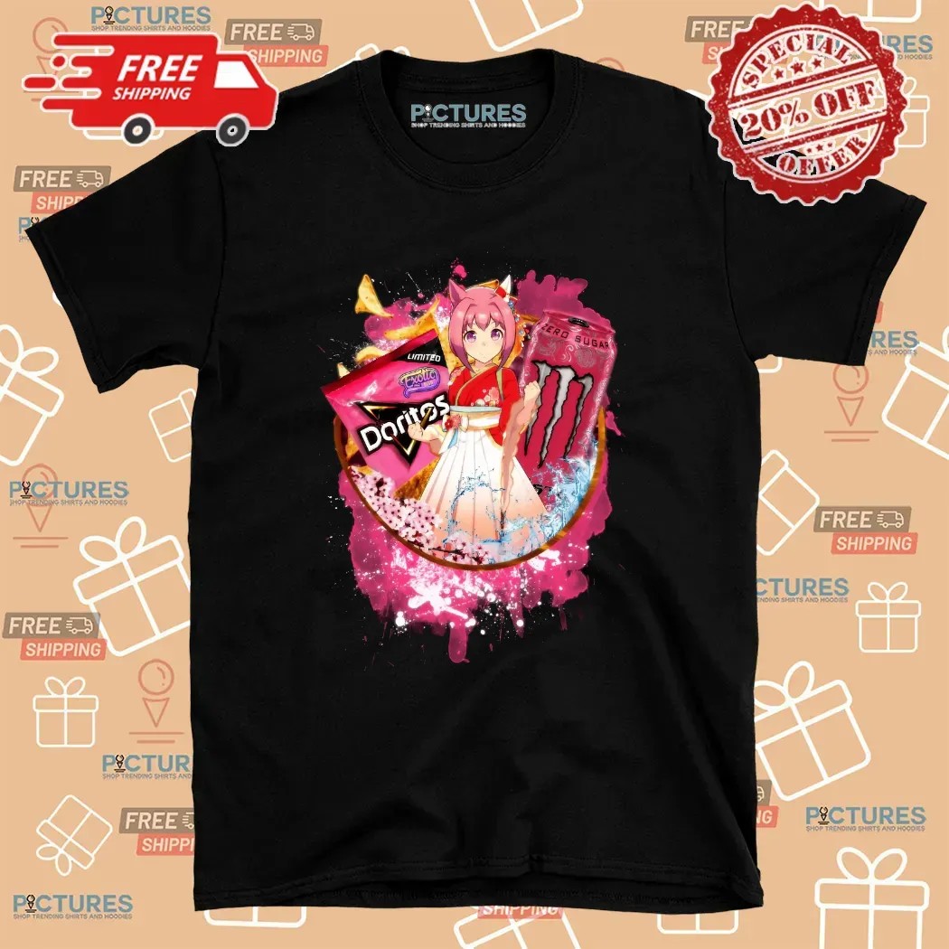 Haru Urara Uma Musume Pretty Derby Monster Energy Strawberry Zero Sugar Energy Drink Doritos Exotic Chip Mashup T Shirt