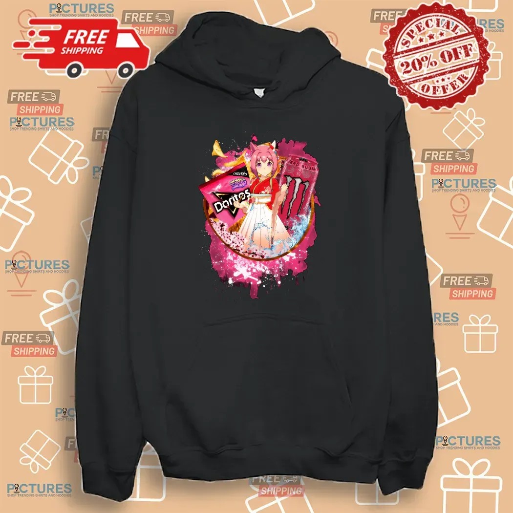 Haru Urara Uma Musume Pretty Derby Monster Energy Strawberry Zero Sugar Energy Drink Doritos Exotic Chip Mashup T Shirt
