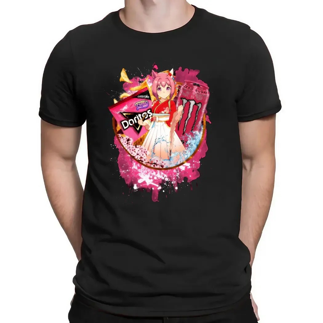 Haru Urara Uma Musume Pretty Derby Monster Energy Strawberry Zero Sugar Energy Drink Doritos Exotic Chip Mashup T Shirt