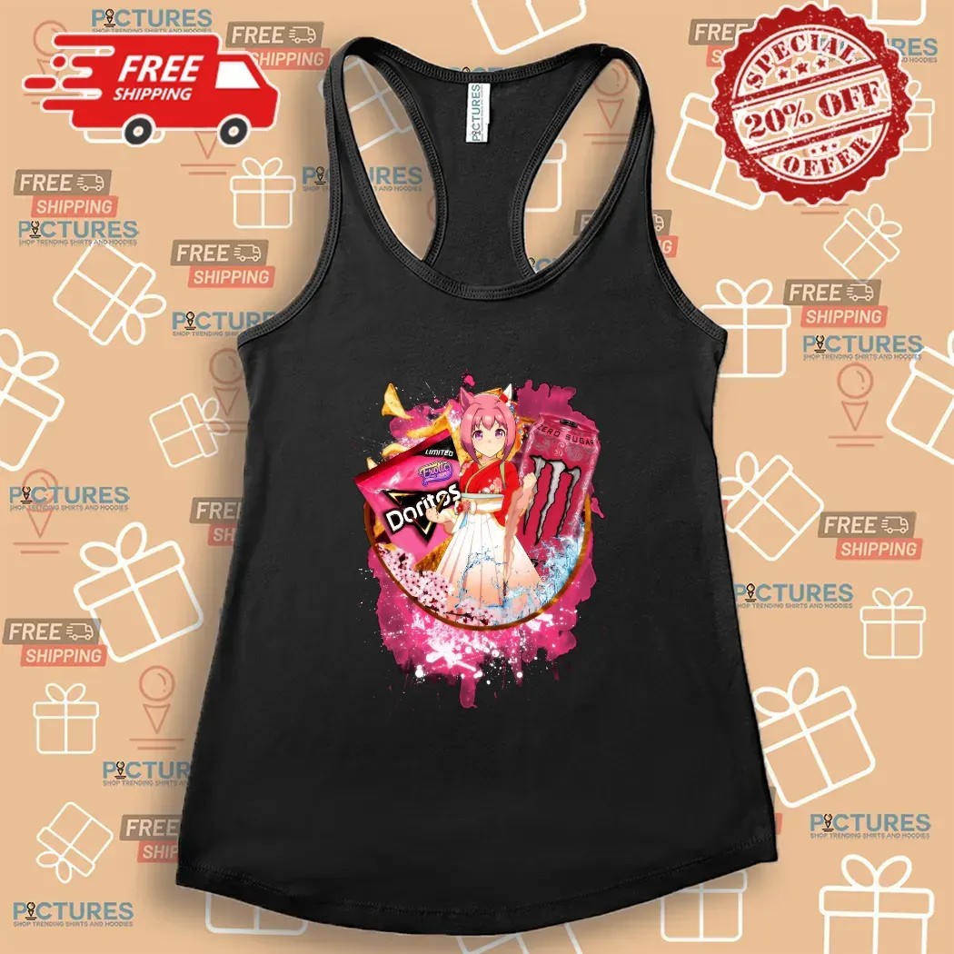 Haru Urara Uma Musume Pretty Derby Monster Energy Strawberry Zero Sugar Energy Drink Doritos Exotic Chip Mashup T Shirt