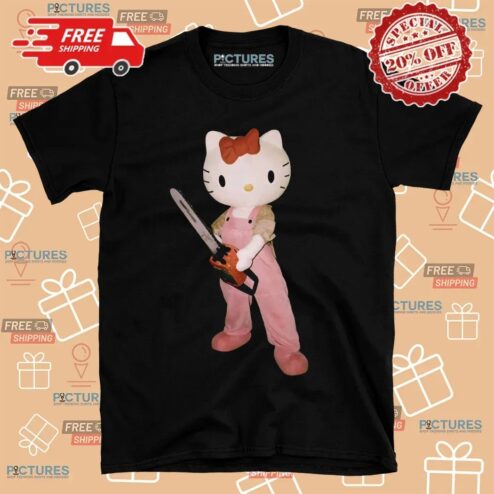Hello Kitty Holding Chainsaw Meme T Shirt