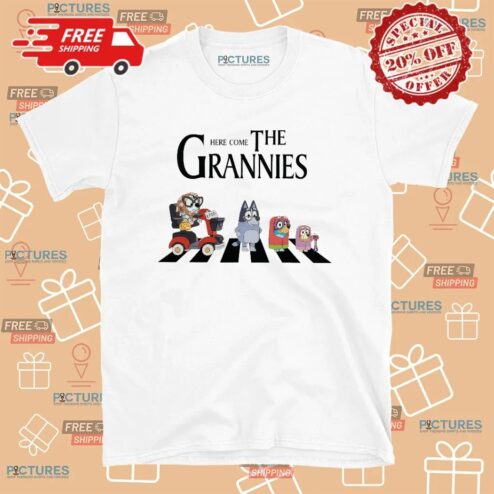Here Comes the Grannies Bluey Dog Family Cartoon  Abbey Road Parody T Shirt