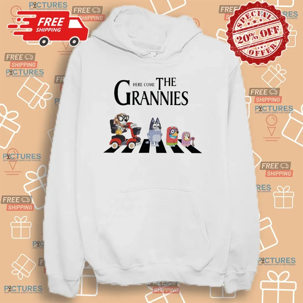 Here Comes the Grannies Bluey Dog Family Cartoon Abbey Road Parody T Shirt