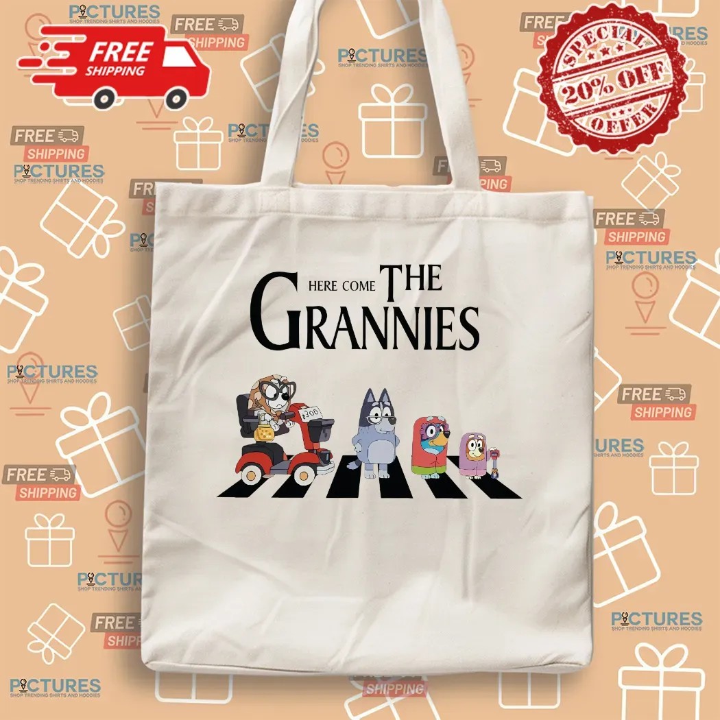 Here Comes the Grannies Bluey Dog Family Cartoon Abbey Road Parody T Shirt