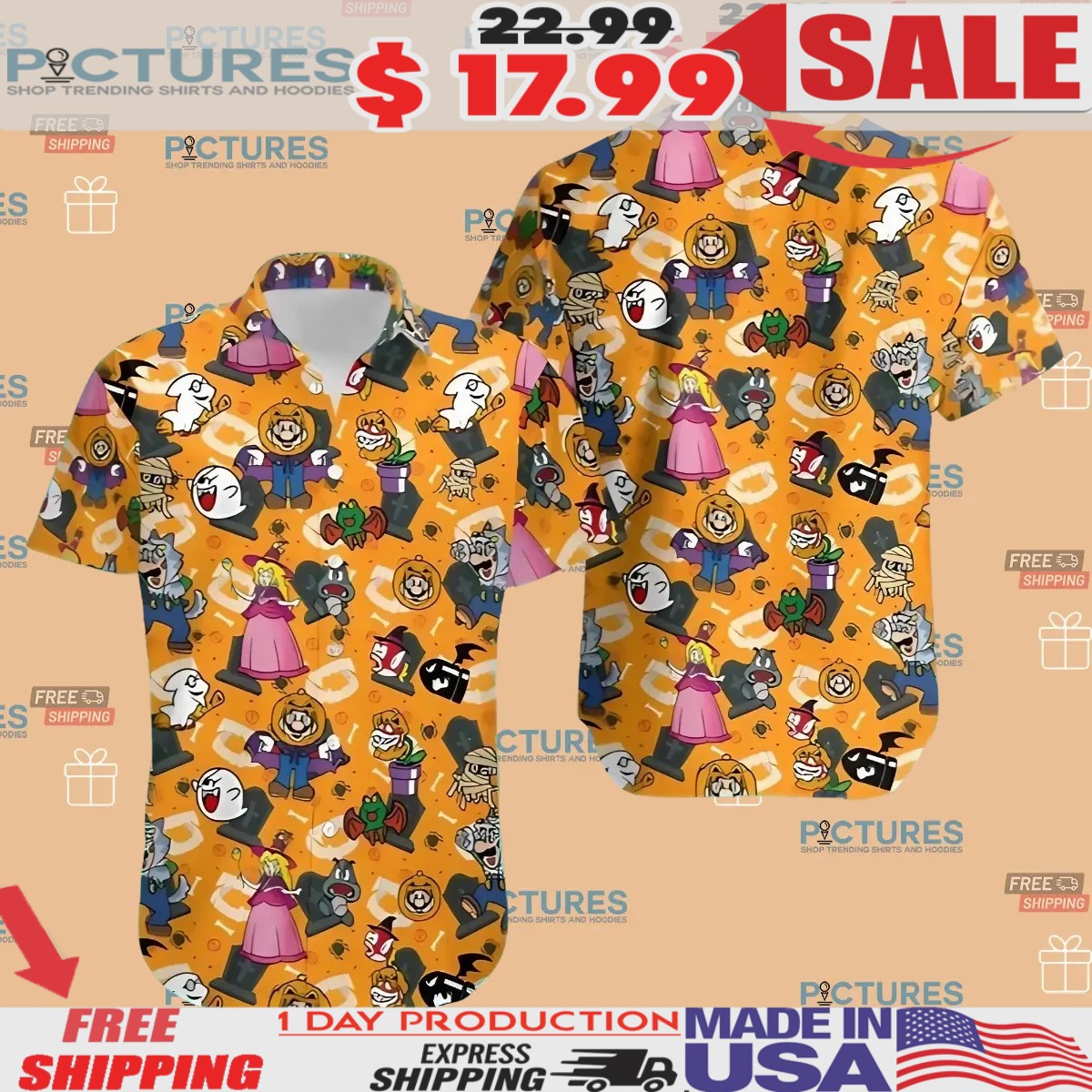 Horror Super Mario Video Game Hawaiian Shirt