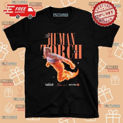 Human Torch Johnny Storm Flame On Marvel Fantastic Four T Shirt