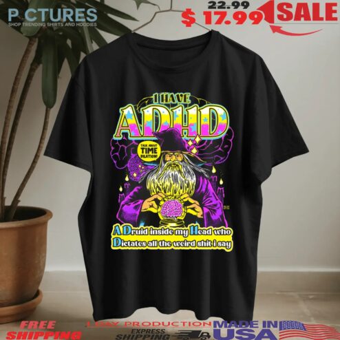 I Have ADHD Wizard A Druid Inside My Head Who Dictates All The Weird Shit I Say Graphic T Shirt