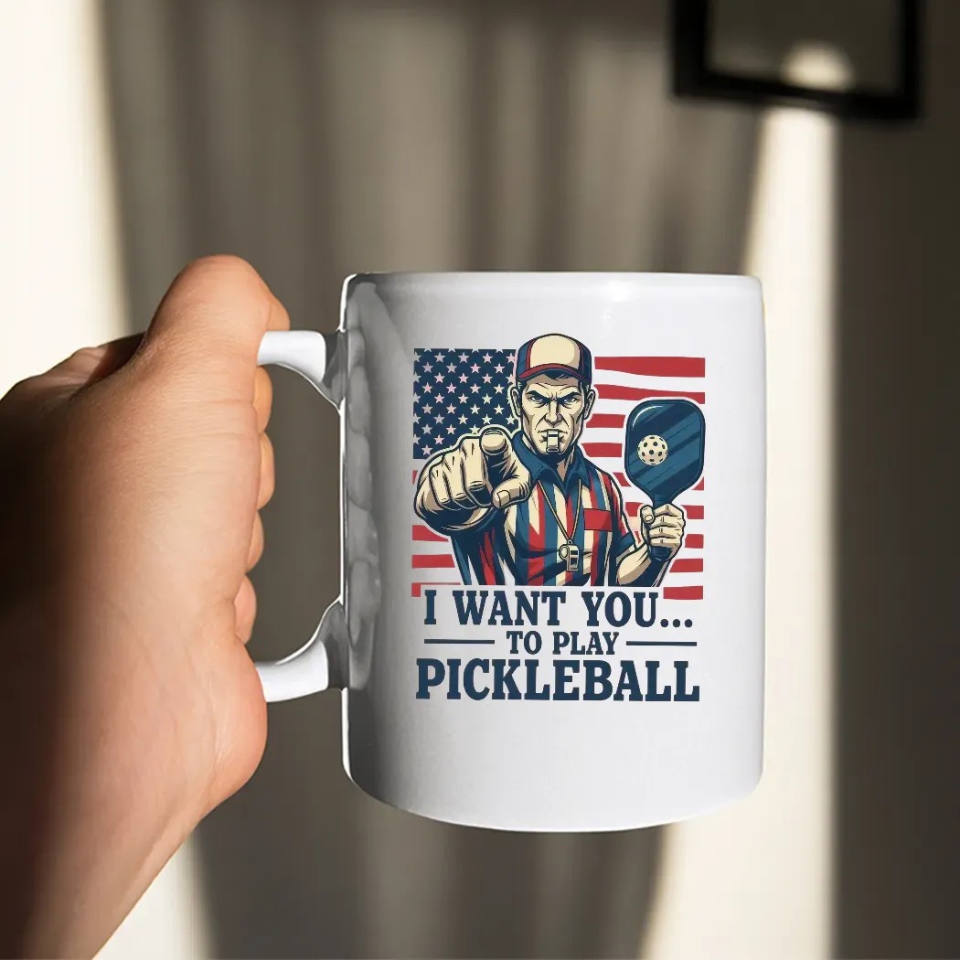 I Want You To Play Pickleball Patriotic Uncle Sam Parody American Flag T Shirt