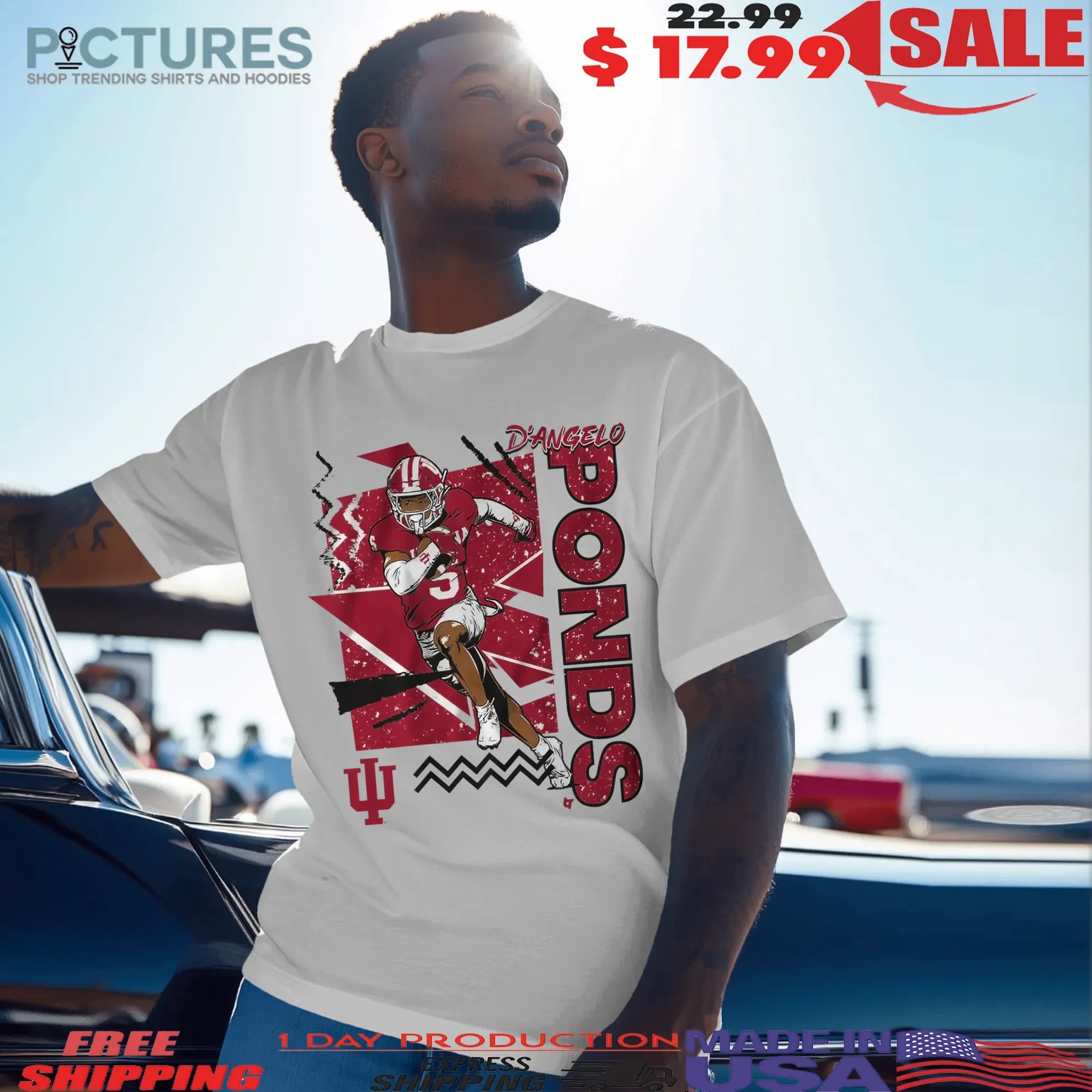 Indiana Football D'Angelo Ponds 90s Style Graphic T Shirt