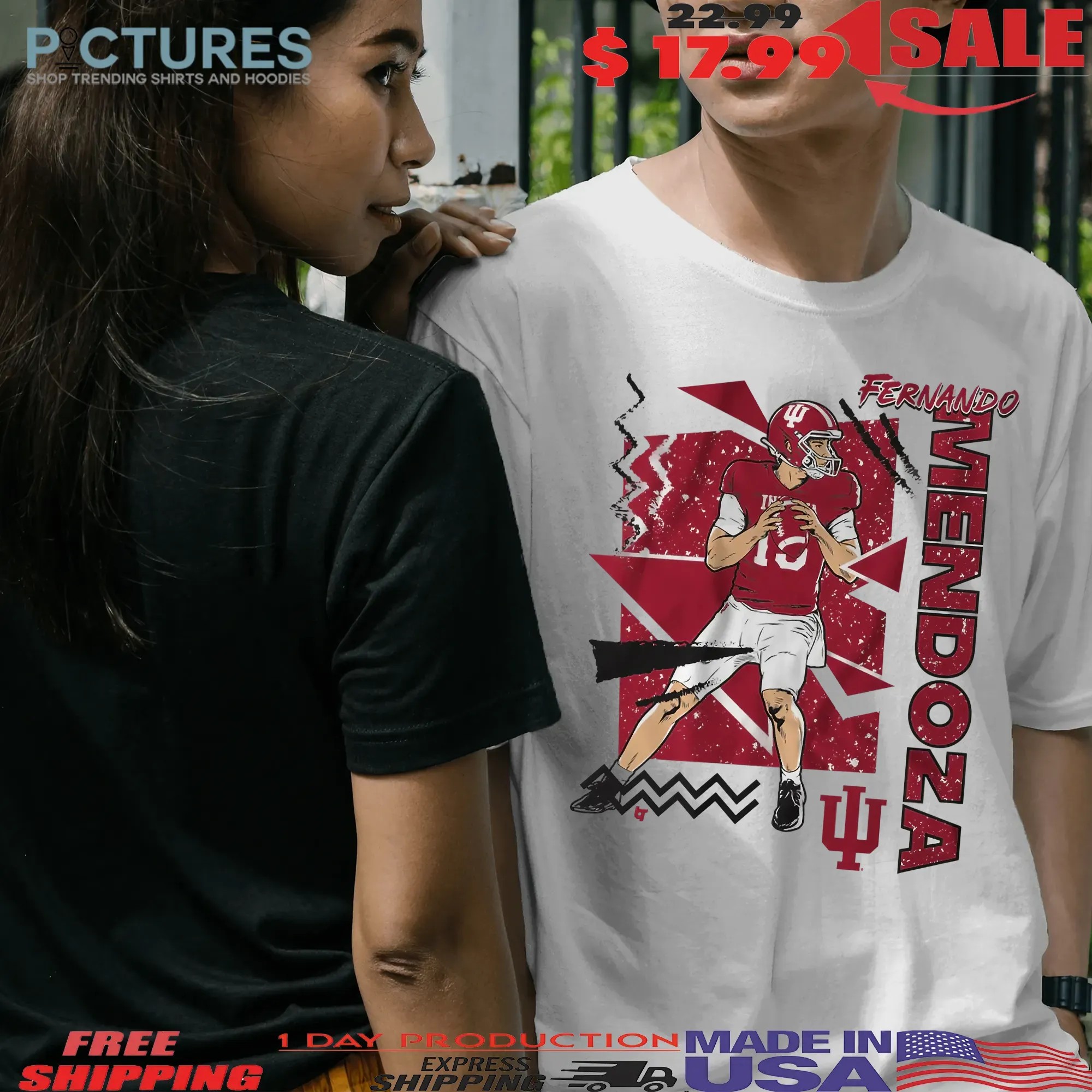 Indiana Football Fernando Mendoza 90s Style Graphic T Shirt Indiana Football Fernando Mendoza 90s Style Graphic T Shirt