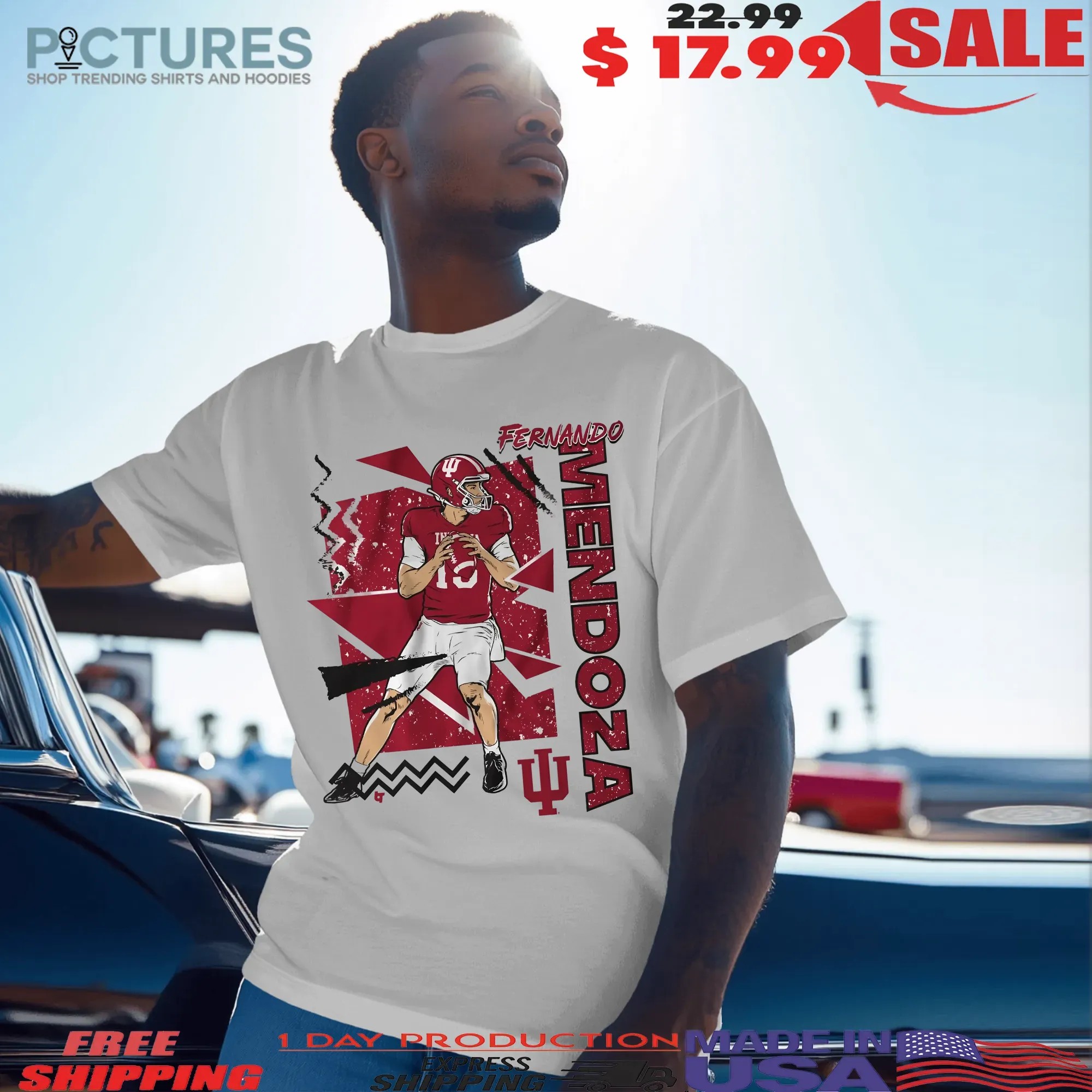 Indiana Hoosier Football Fernando Mendoza 90s Style T Shirt