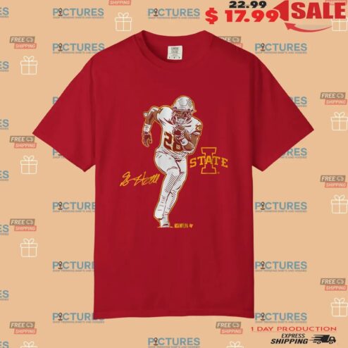 Iowa State Football Breece Hall Superstar Pose Signature T Shirt