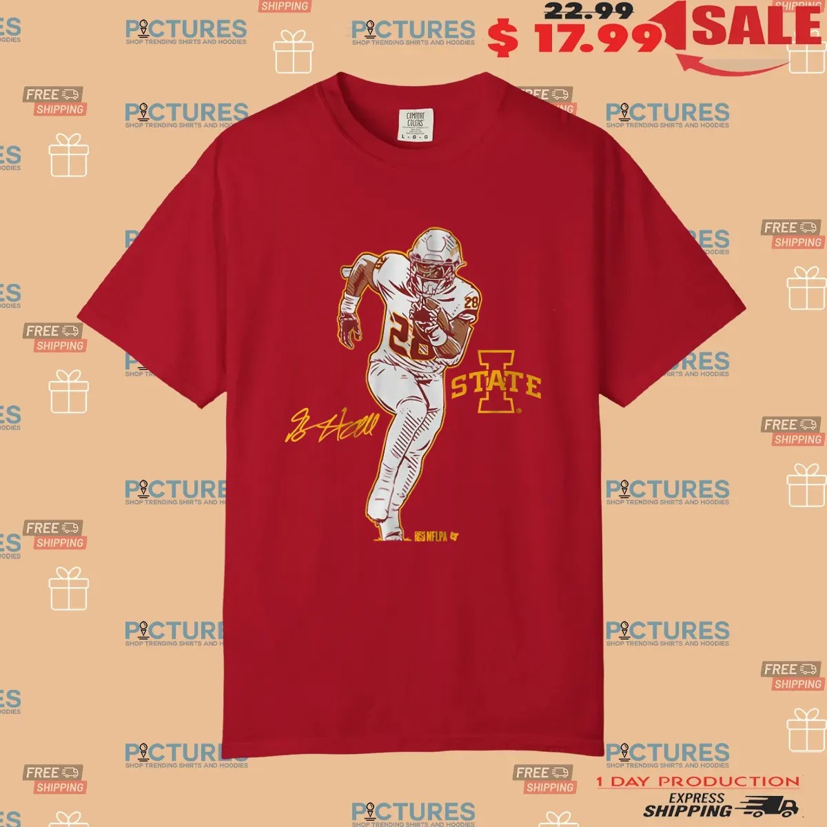 Iowa State Football Breece Hall Superstar Pose Signature T Shirt
