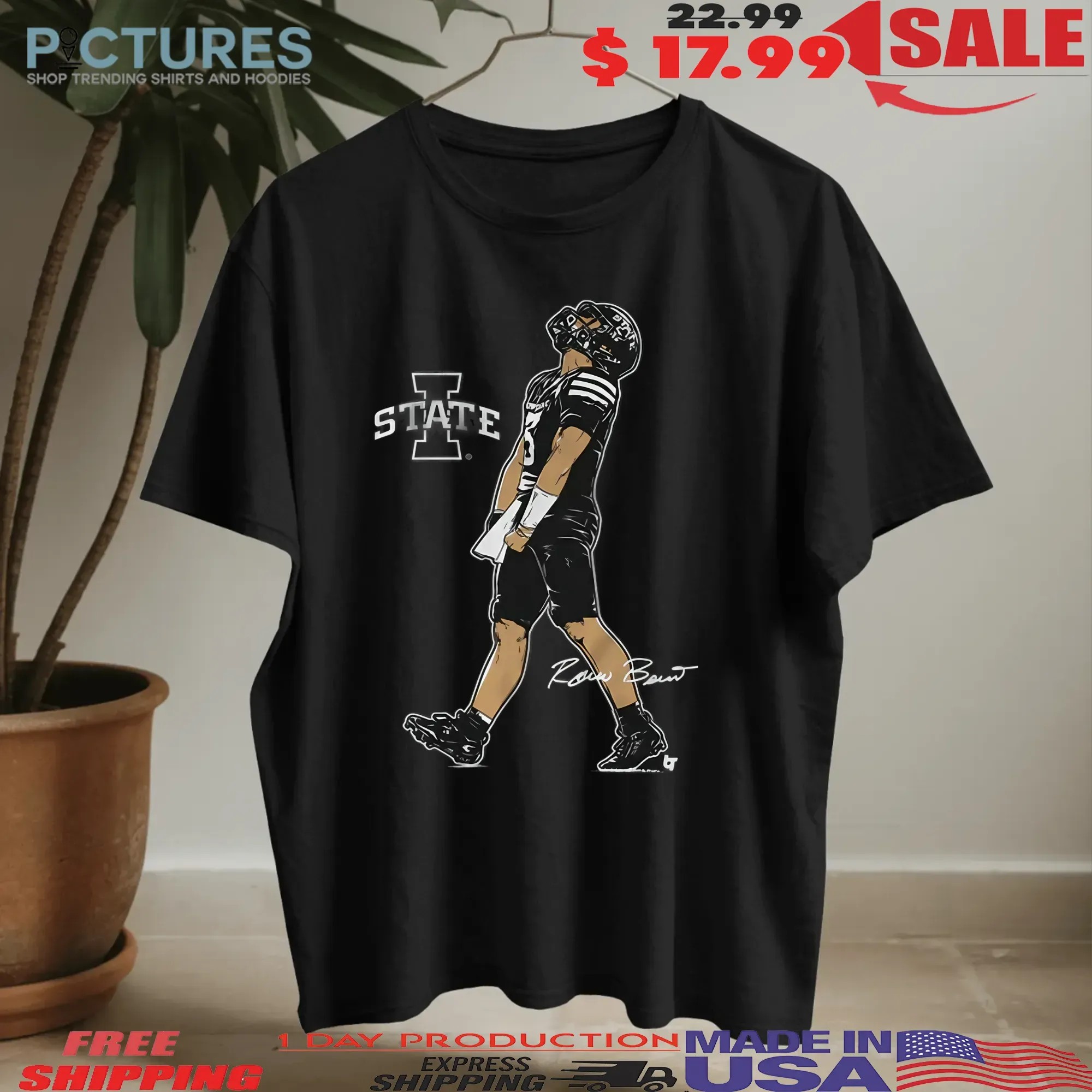 Iowa State Football Rocco Becht Superstar Pose Signature Graphic T Shirt