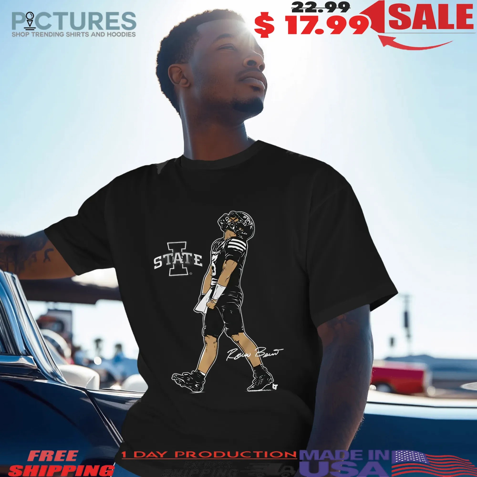 Iowa State Football Rocco Becht Superstar Pose Signature Graphic T Shirt