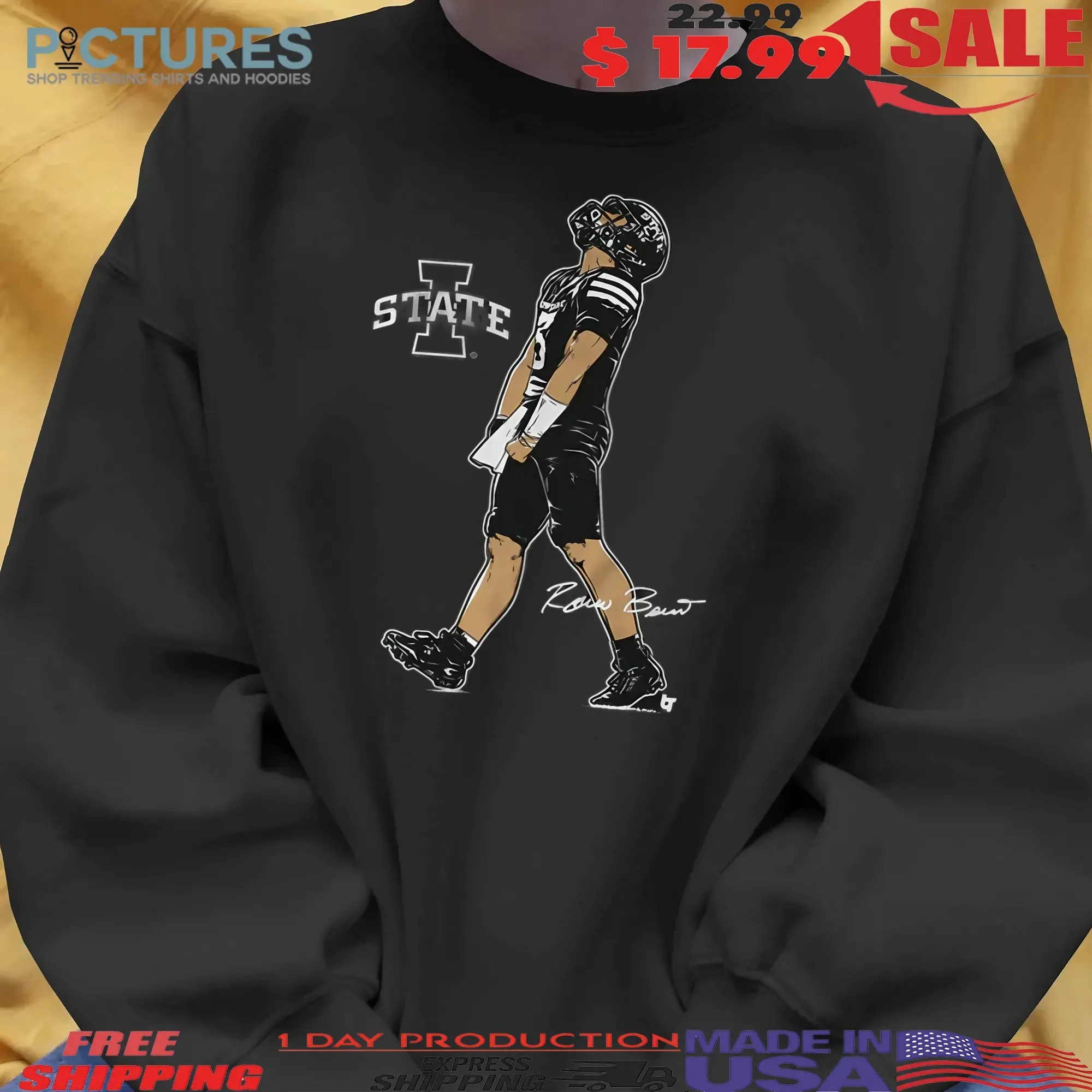 Iowa State Football Rocco Becht Superstar Pose Signature Graphic T Shirt