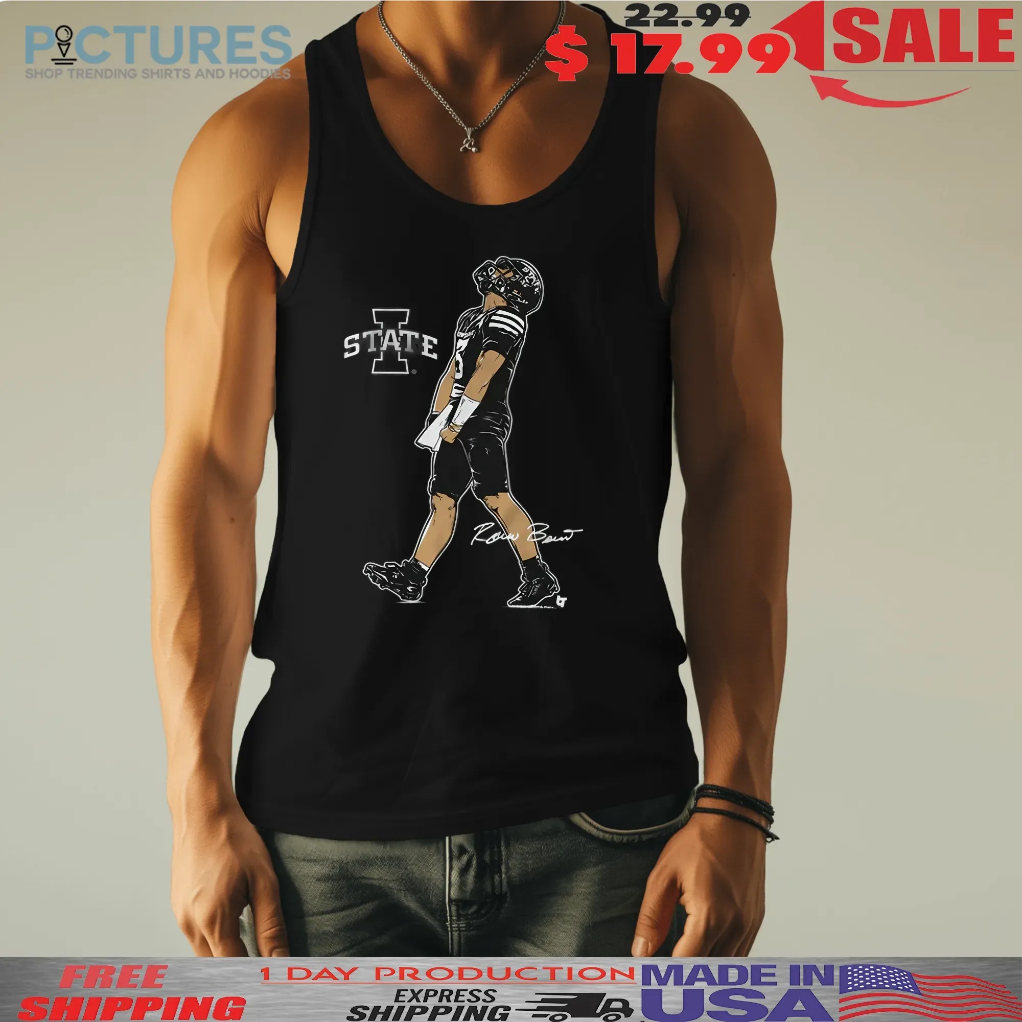 Iowa State Football Rocco Becht Superstar Pose Signature Graphic T Shirt